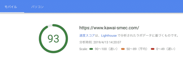 後モバイルGoogleスピード点数